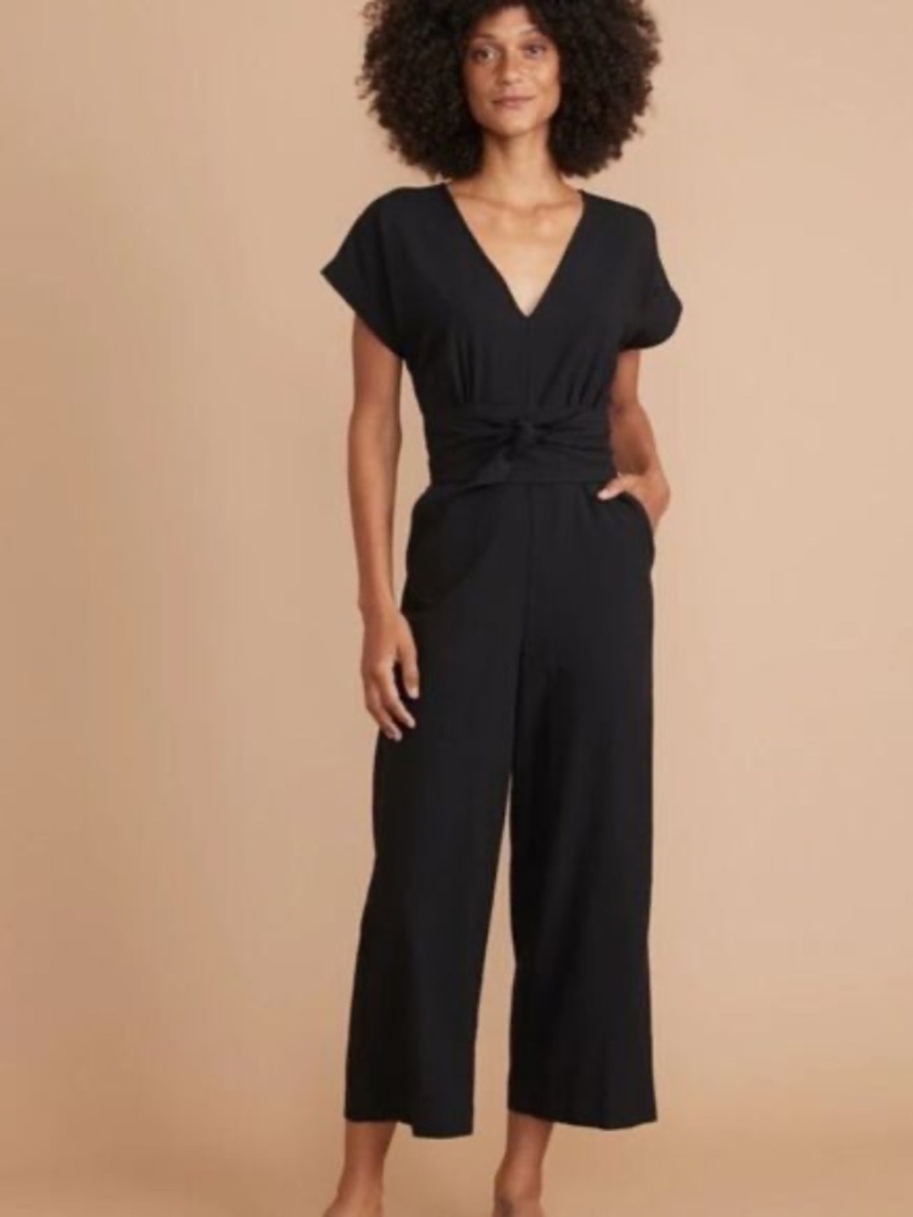 Marine Layer Vera Black Belted Women's Jumpsuit, size XS
